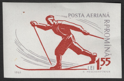 SCG11803 - Romania 1961 Winter Ski Sports Airmail Imperforate Set (3 Stamps)