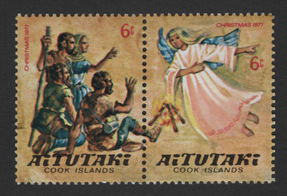 SCG11810 - Aitutaki 1977 Christmas – Angel Appearing to Shepherds (Se-tenant Pair)