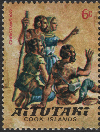 SCG11810 - Aitutaki 1977 Christmas – Angel Appearing to Shepherds (Se-tenant Pair)
