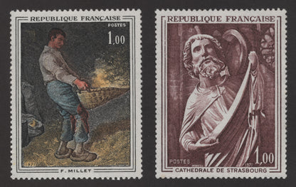 SCG240 France 1971 Art & Architecture Stamp Pair – Millet & Strasbourg Cathedral