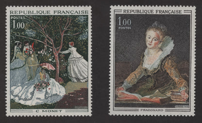 SCG251 France 1972 Art Stamp Pair – Claude Monet & Fragonard Paintings