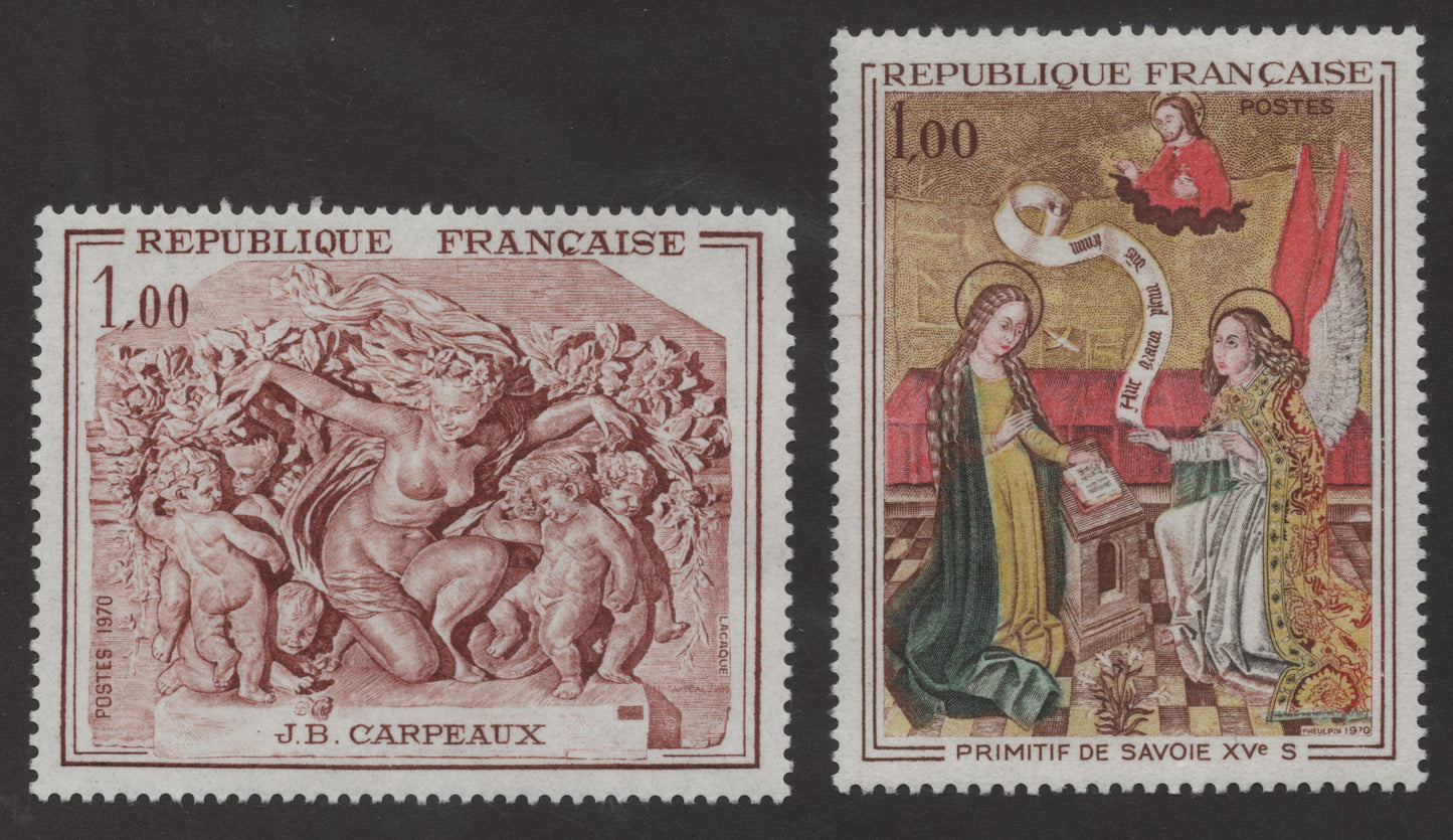 SCG254 - 1970 France Art & Heritage Stamp Pair – J.B. Carpeaux & Savoie Primitive Art
