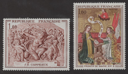 SCG254 - 1970 France Art & Heritage Stamp Pair – J.B. Carpeaux & Savoie Primitive Art