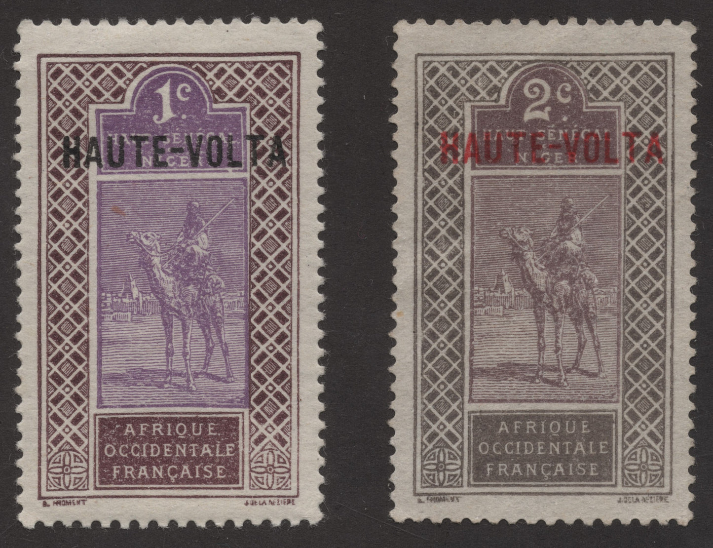 SCG255 French West Africa Camel Rider Stamps – Overprinted "HAUTE-VOLTA" (1c & 2c)
