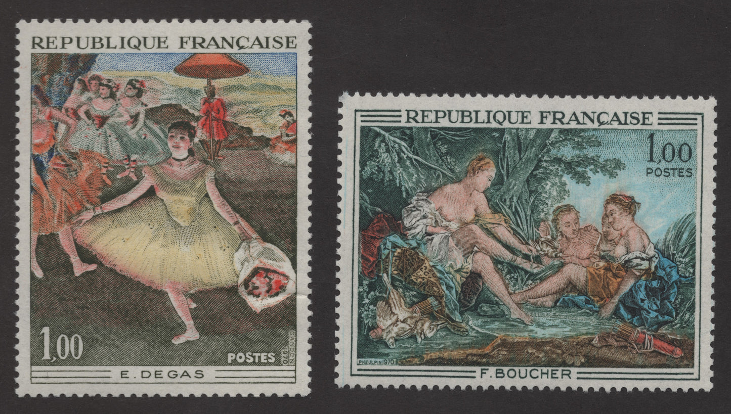 SCG273 - France 1.00F Art Stamp Set – Degas "Ballet Dancers" & Boucher "Bathing Scene"