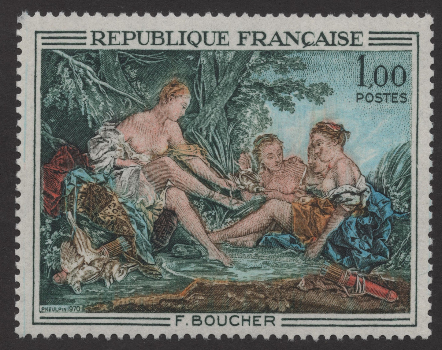 SCG273 - France 1.00F Art Stamp Set – Degas "Ballet Dancers" & Boucher "Bathing Scene"