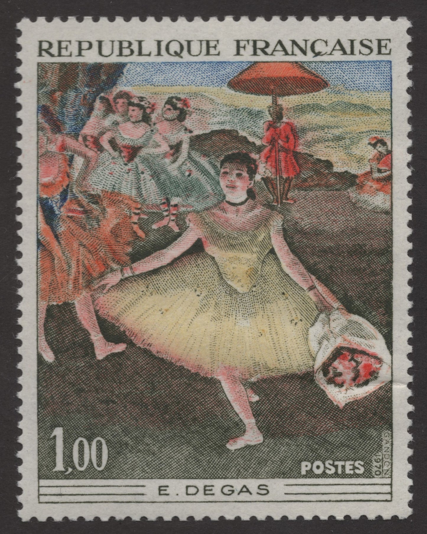 SCG273 - France 1.00F Art Stamp Set – Degas "Ballet Dancers" & Boucher "Bathing Scene"