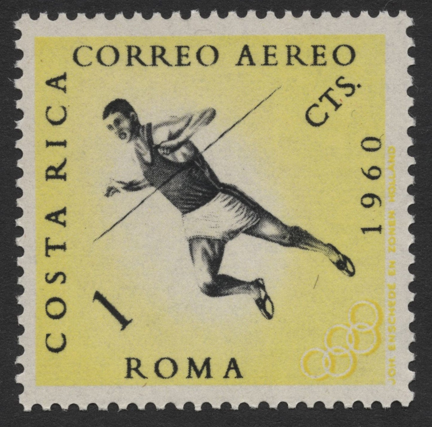 SCG261 - 1960 Costa Rica Airmail Olympic Games Stamp Set – Rome Summer Olympics