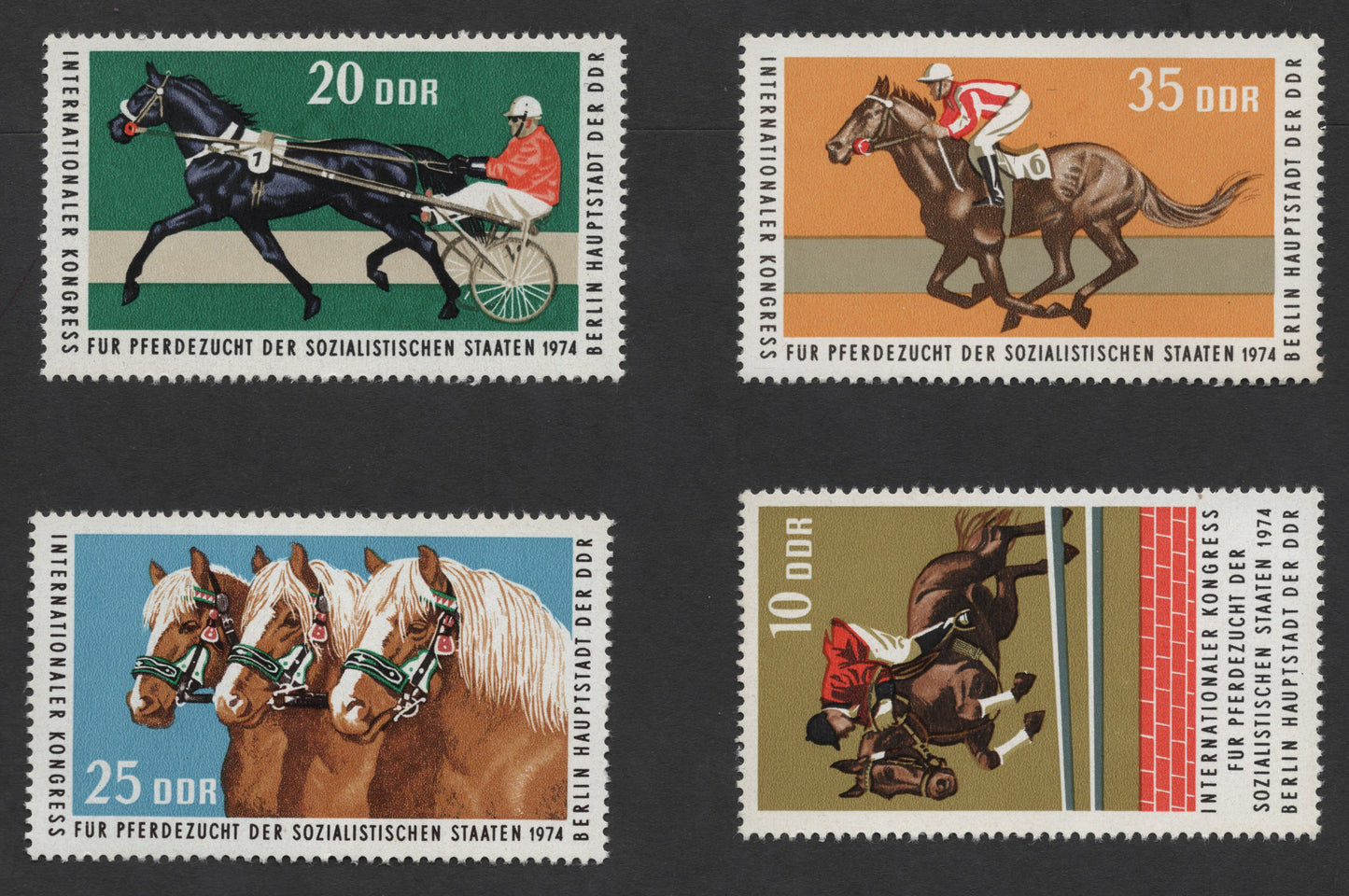SCG274 - 1974 East Germany Horse Breeding Congress Stamp Set – DDR Equestrian Series