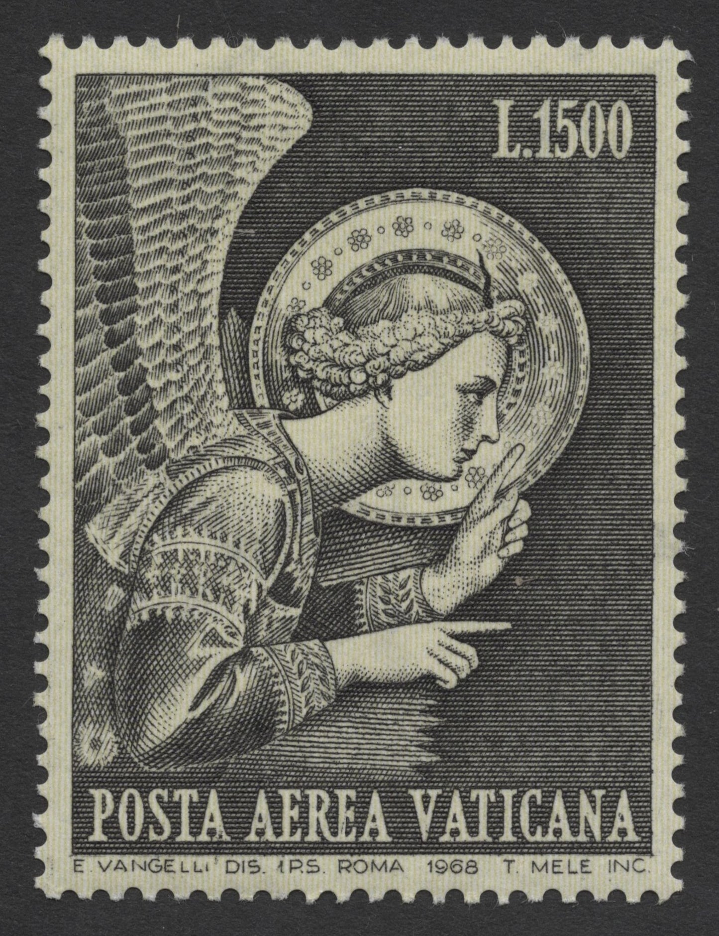 SCG276 - 1968 Vatican Airmail Stamps – Angelic Figures by E. Vangelli (L.1000 & L.1500)
