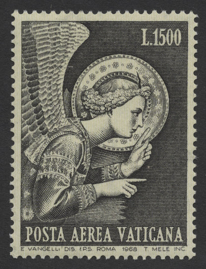 SCG276 - 1968 Vatican Airmail Stamps – Angelic Figures by E. Vangelli (L.1000 & L.1500)