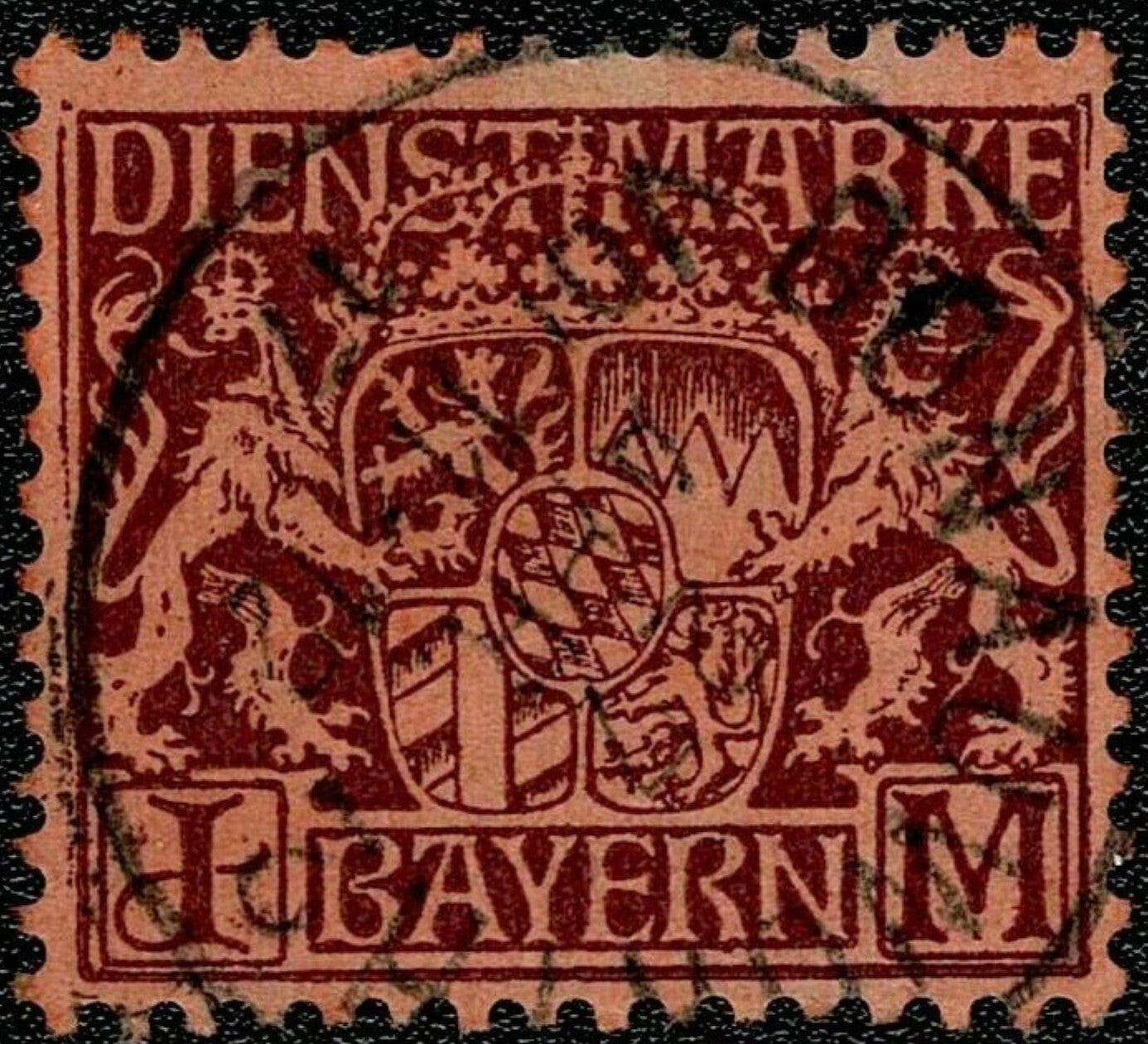 SCG638 - 1916 Bavaria Dienstmarke Official Used Stamp – Coat of Arms Design