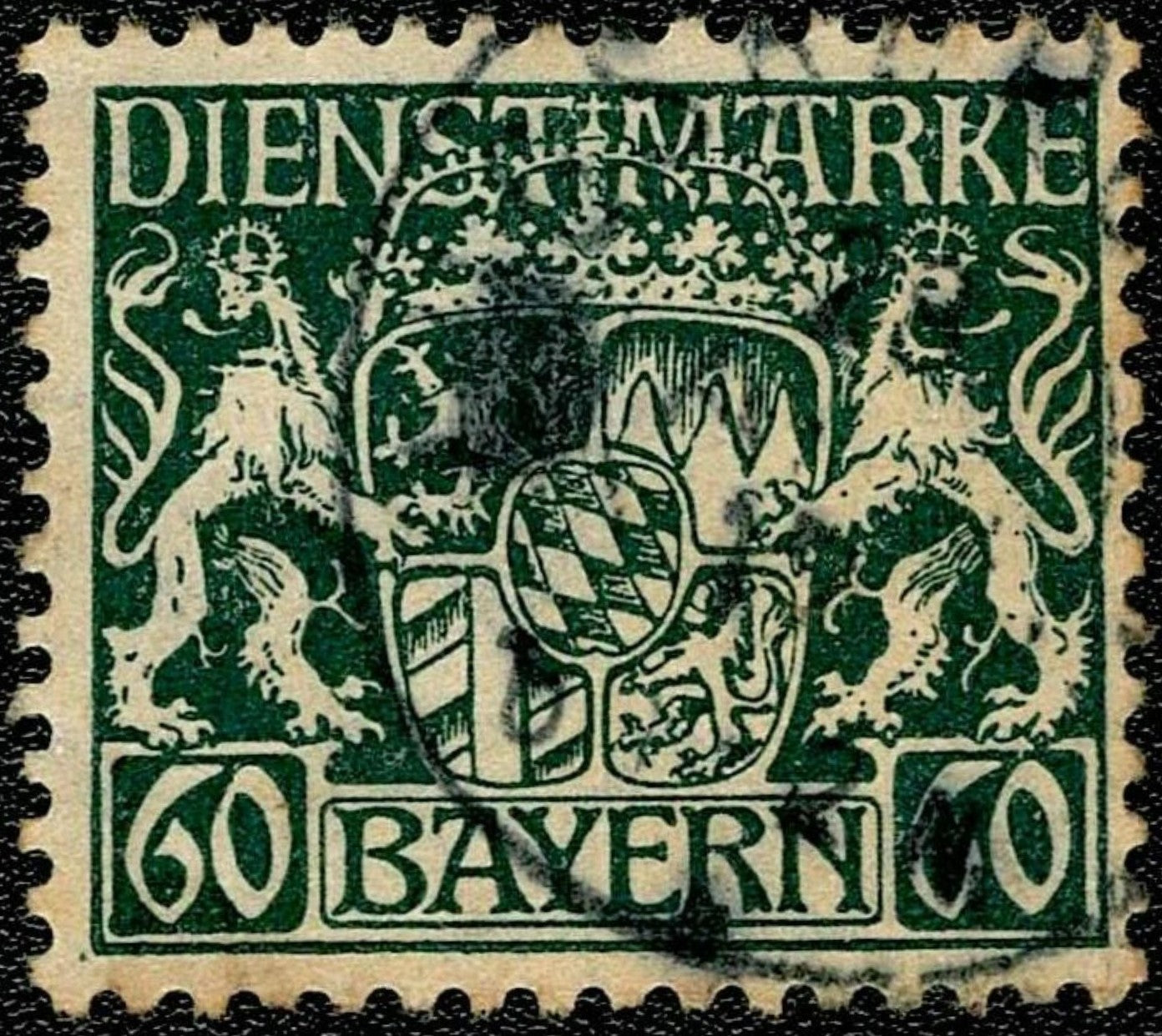 SCG640 - 1916 Bavaria Dienstmarke Official Stamp (Used) – 60 Pfennig Green