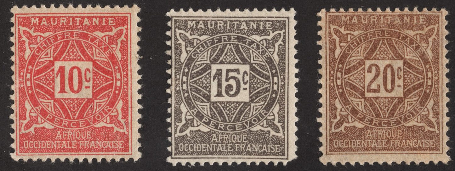 SCG188 Mauritania Postage Due Stamps – French West Africa (10c to 20c)