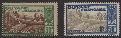SCG197 French Guiana Canoe Scene Stamps – 30c & 50c