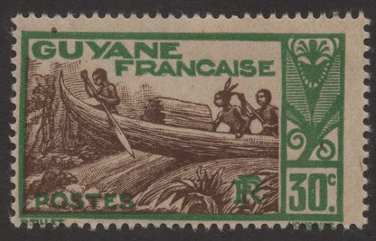 SCG197 French Guiana Canoe Scene Stamps – 30c & 50c
