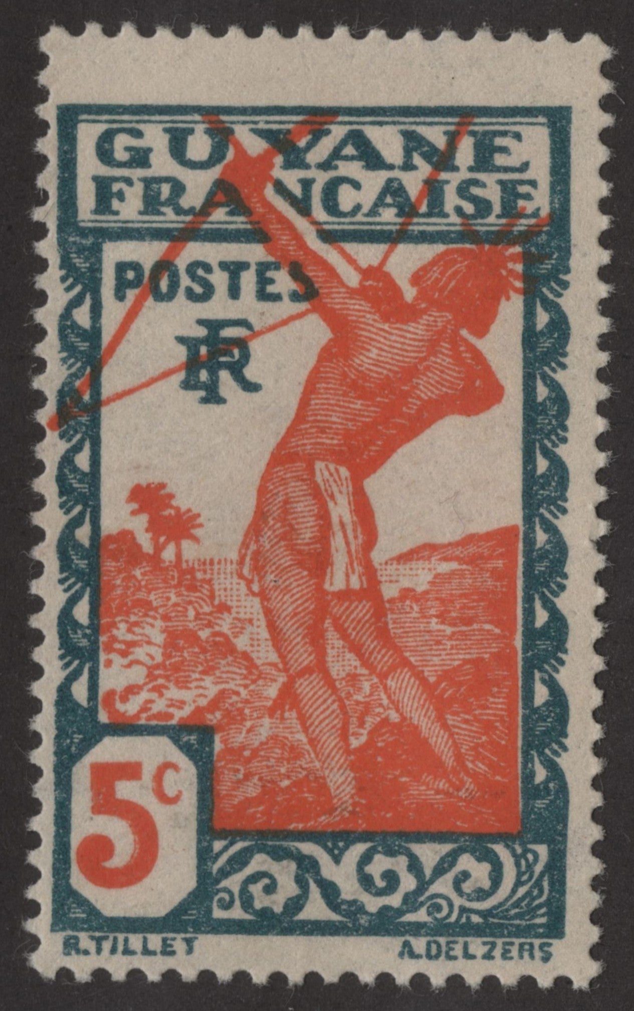 SCG189 French Guiana "Archer" Colonial Stamps – 3c to 20c Set