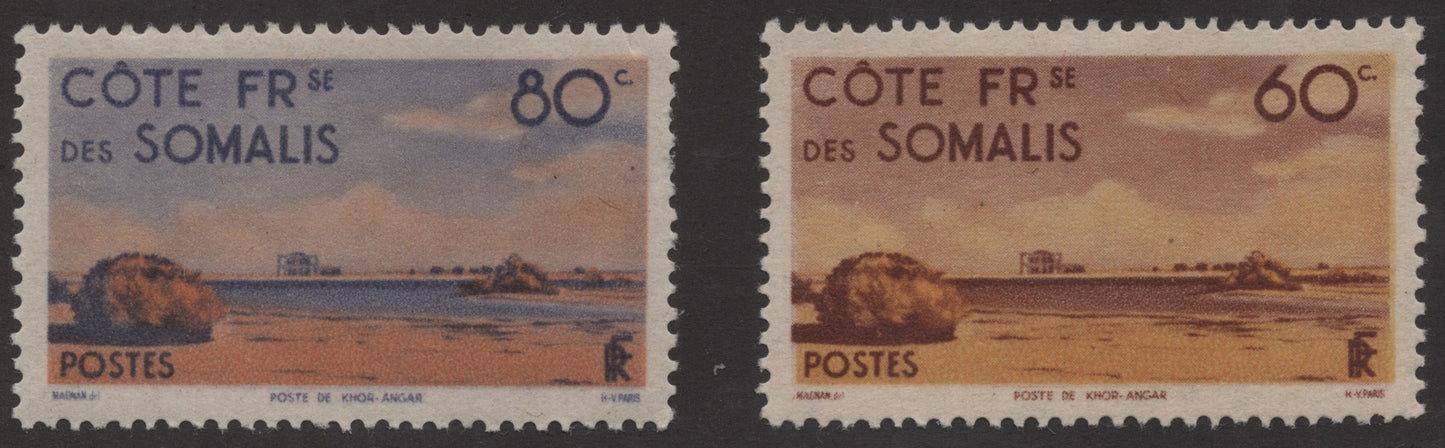 SCG191 French Somali Coast – Khor Angar Landscape Stamps (60c & 80c)