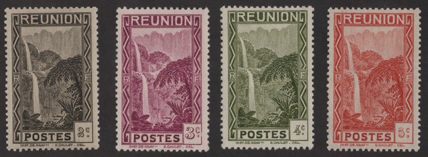 SCG193 Réunion Waterfall Landscape Stamps – 2c to 5c Series