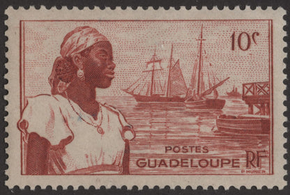 SCG194 Guadeloupe Woman and Harbor Scene Stamp Set – 10c to 50c
