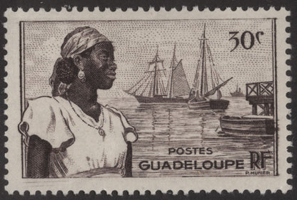 SCG194 Guadeloupe Woman and Harbor Scene Stamp Set – 10c to 50c