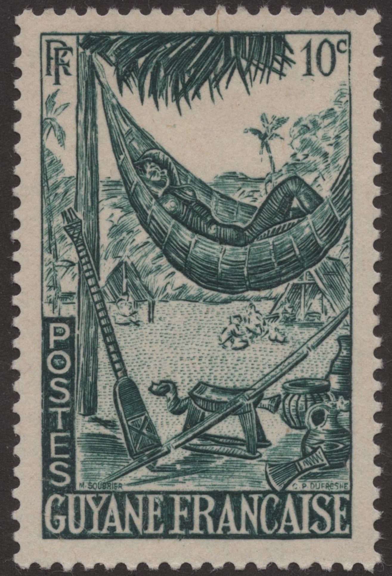 SCG195 French Guiana Daily Life and Landscape Stamp Set – 10c to 1 Franc