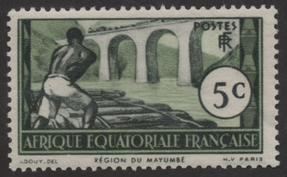 SCG196 French Equatorial Africa – Mayumbe Region Bridge Stamps (1c to 5c)