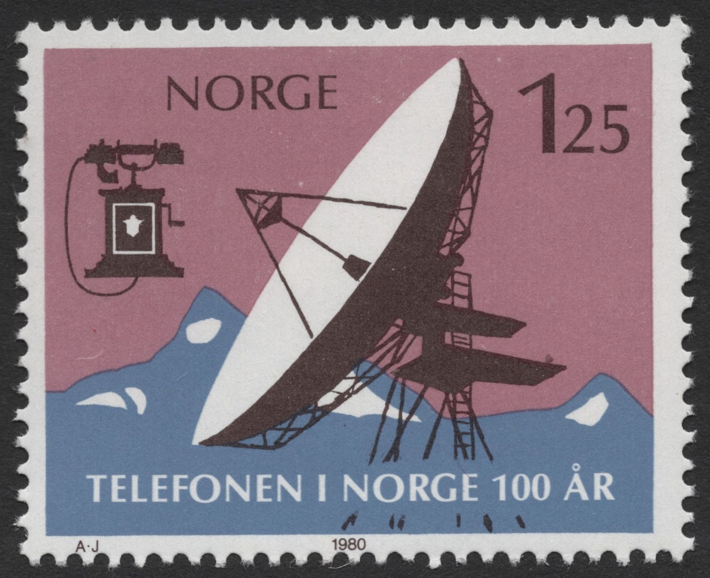SCG354 - Norway 1980 Centennial of Telephony – Satellite Era Stamp