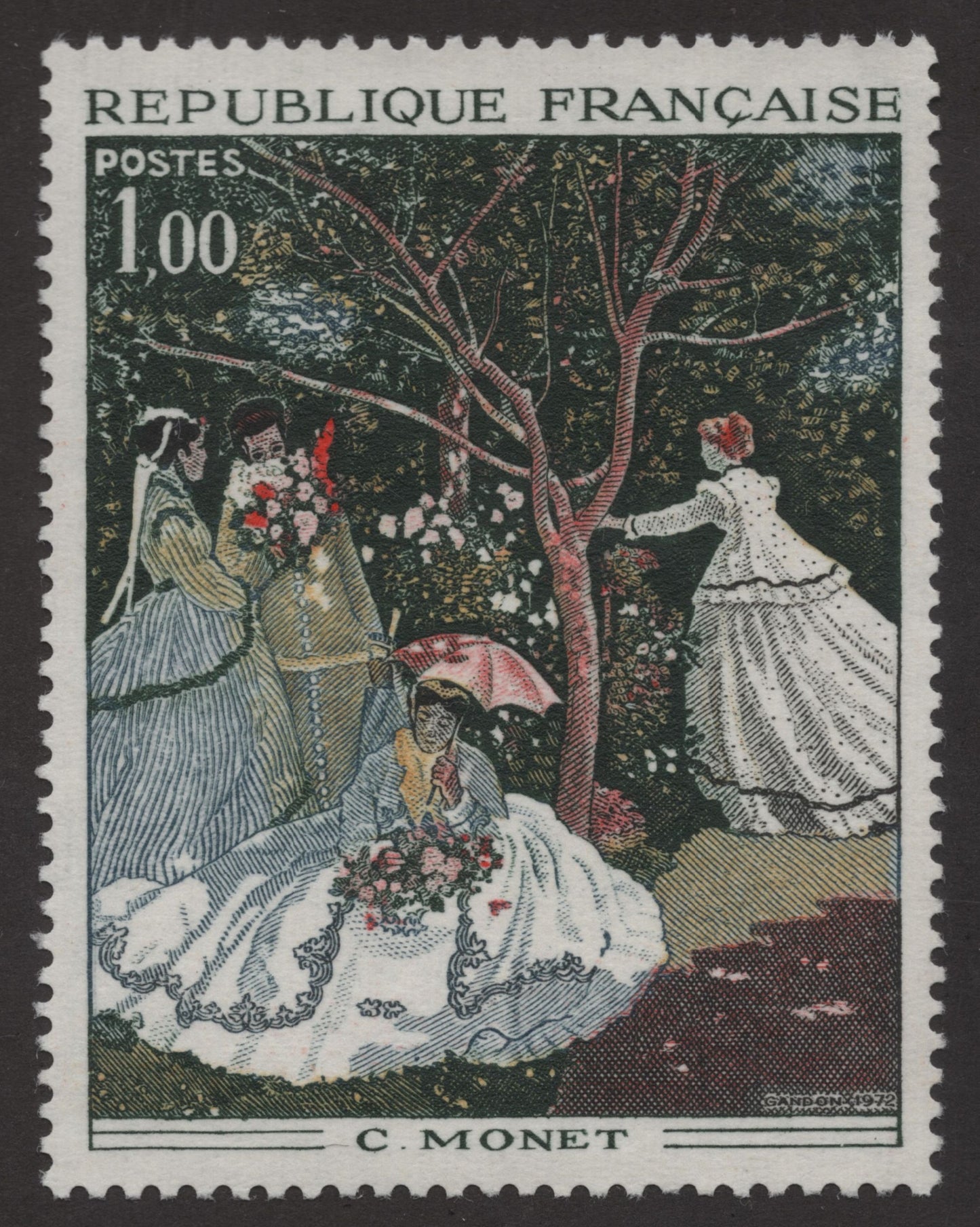 SCG251 France 1972 Art Stamp Pair – Claude Monet & Fragonard Paintings