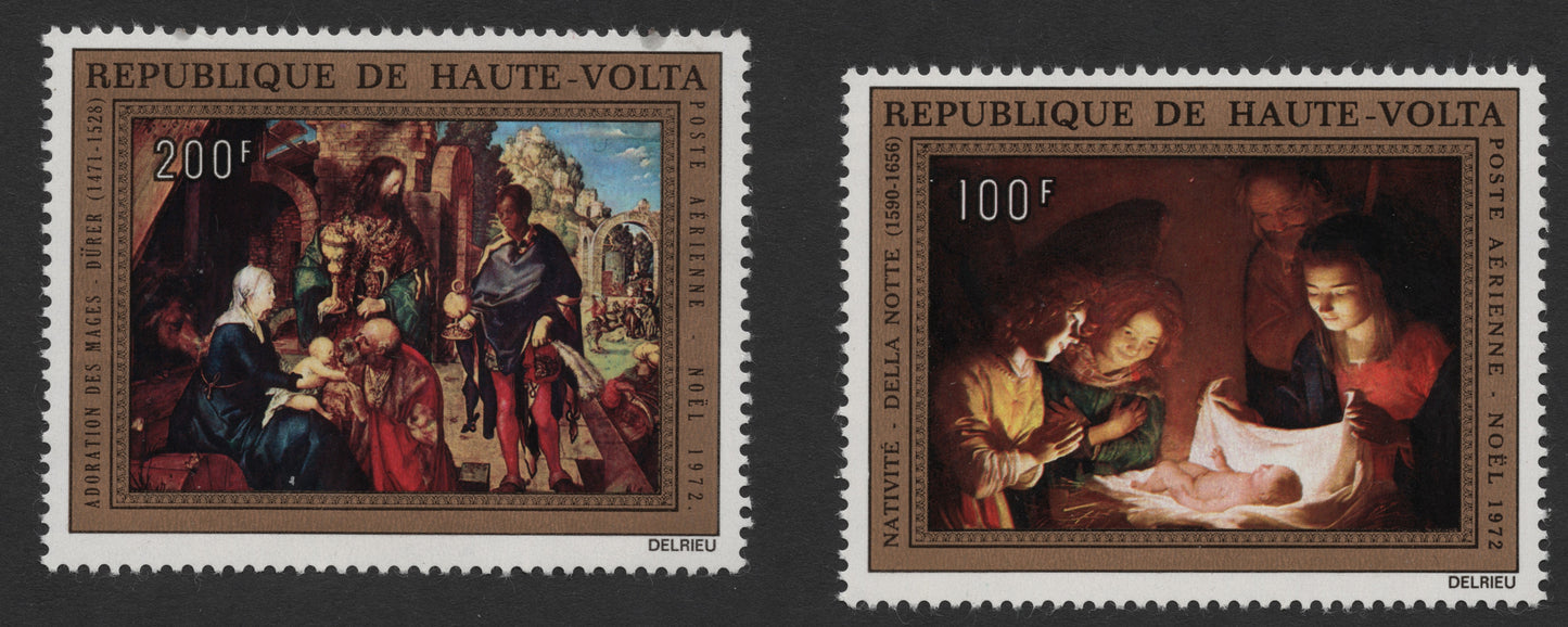 SCG290 - Christmas 1972 – Haute-Volta Airmail Stamp Set Featuring Dürer and Della Notte