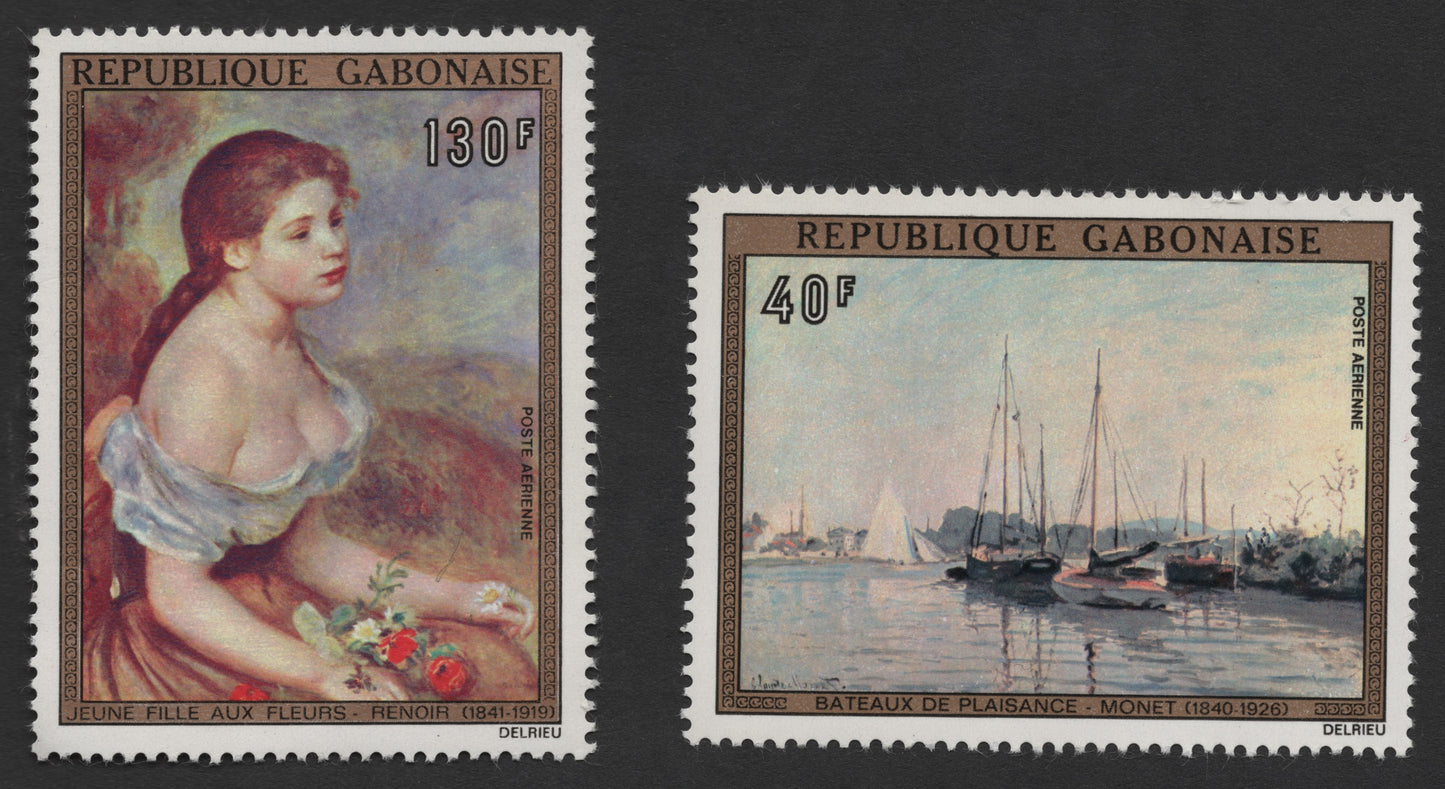 SCG293 - Impressionist Masters – Gabon Airmail Stamp Set Featuring Renoir and Monet