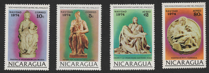 SCG296 - 500th Anniversary of Michelangelo – Nicaragua 1974 Christmas Stamp Set