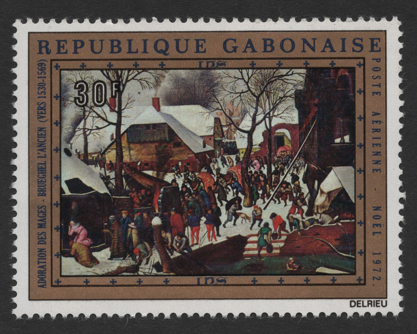 SCG291 - Christmas 1972 – Gabon Airmail Stamp Set Featuring Brueghel and Basaiti