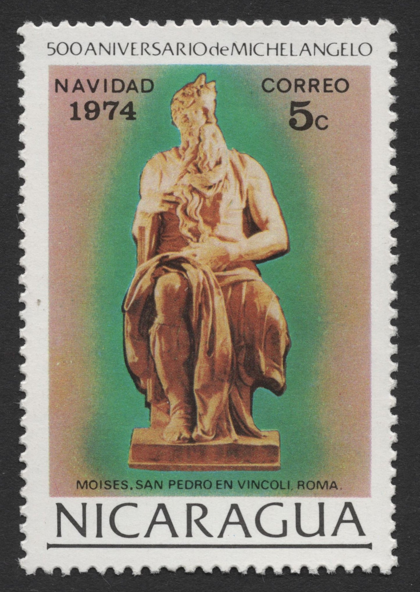 SCG296 - 500th Anniversary of Michelangelo – Nicaragua 1974 Christmas Stamp Set