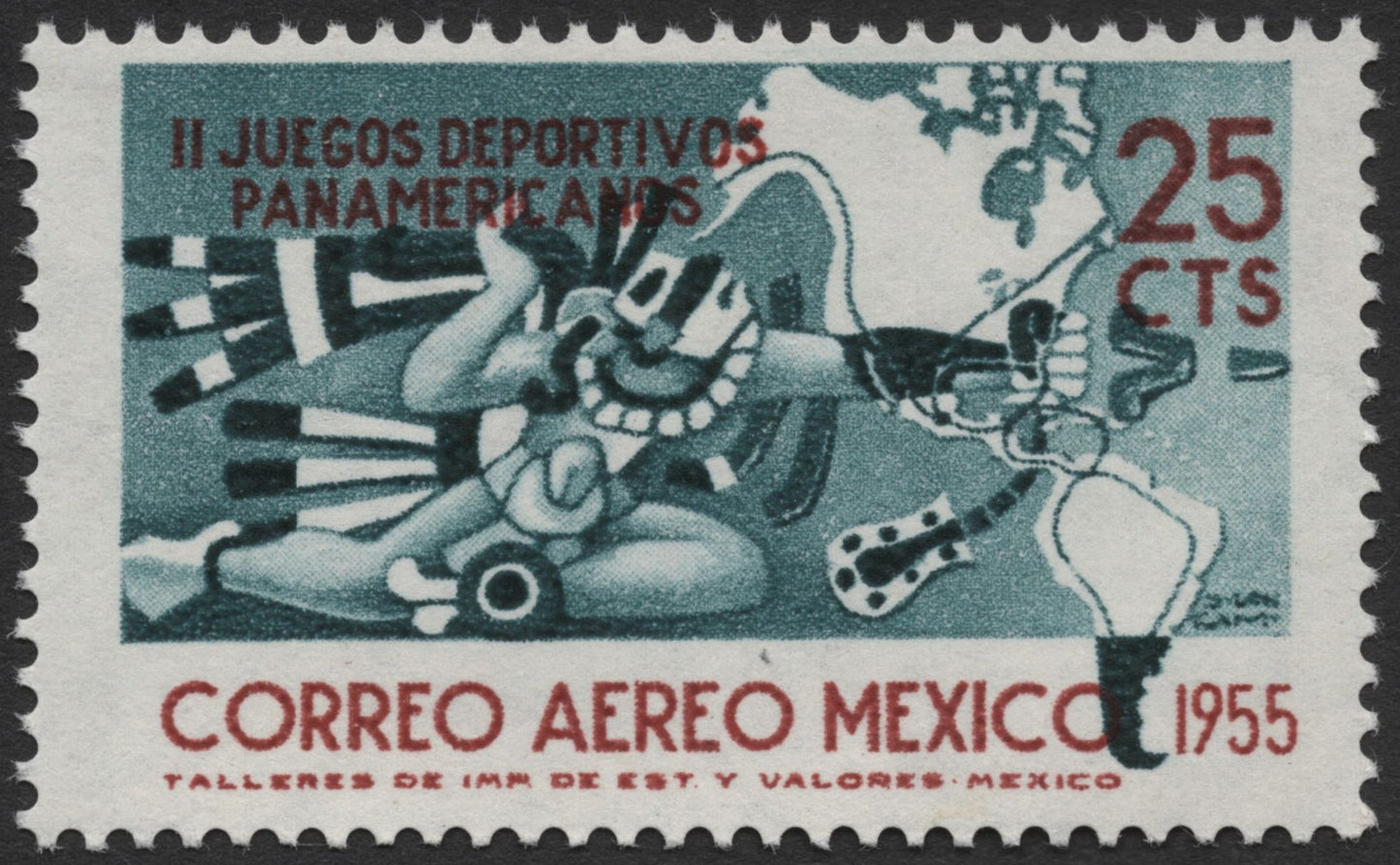 SCG943 - Mexico 1955 Airmail – Pan American Games with Pre-Hispanic Motif
