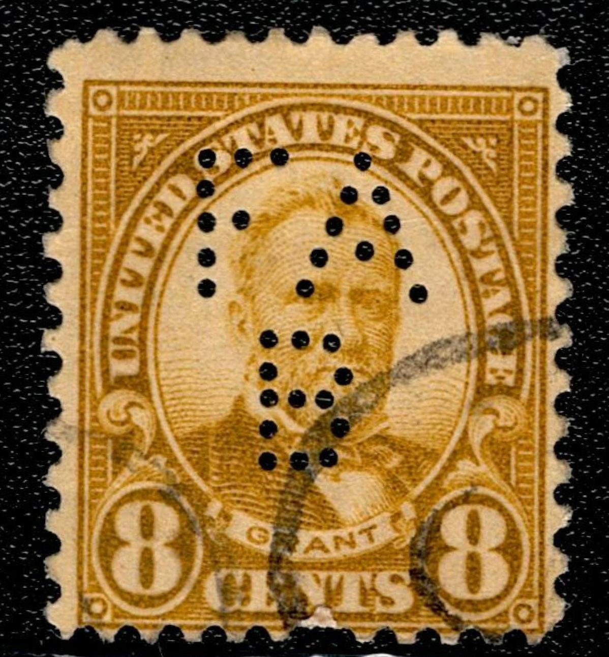 SCG140 Vintage U.S. 8 Cents Grant Stamp with Perfin – Used