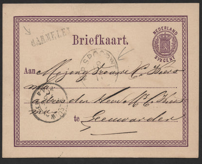 SCG185 Netherlands 2½ Cent Purple Postal Card – Briefkaart with Handwritten Script