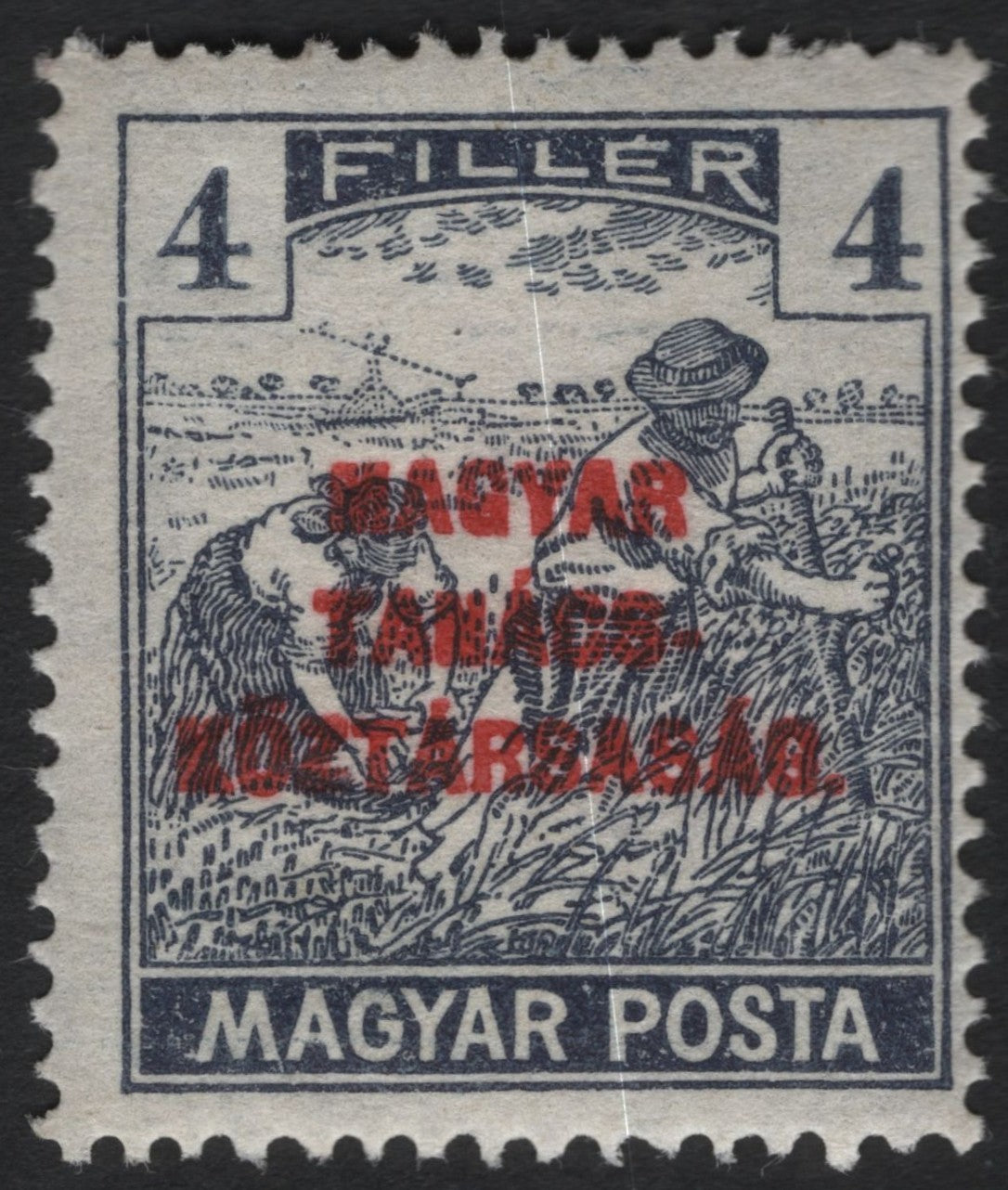 SCG9911 - Hungary 1919 – 4f Harvesters with Red "Magyar Tanácsköztársaság" Overprint