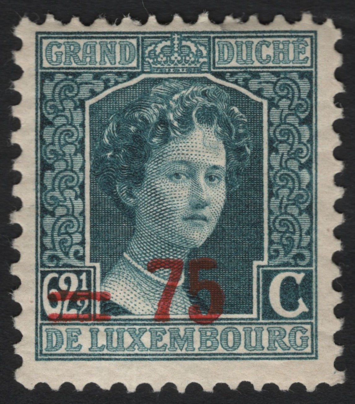 SCG9897 - Luxembourg – 1921 Grand Duchess Marie-Adélaïde 75c Red Surcharge (Type “621 → 75”)