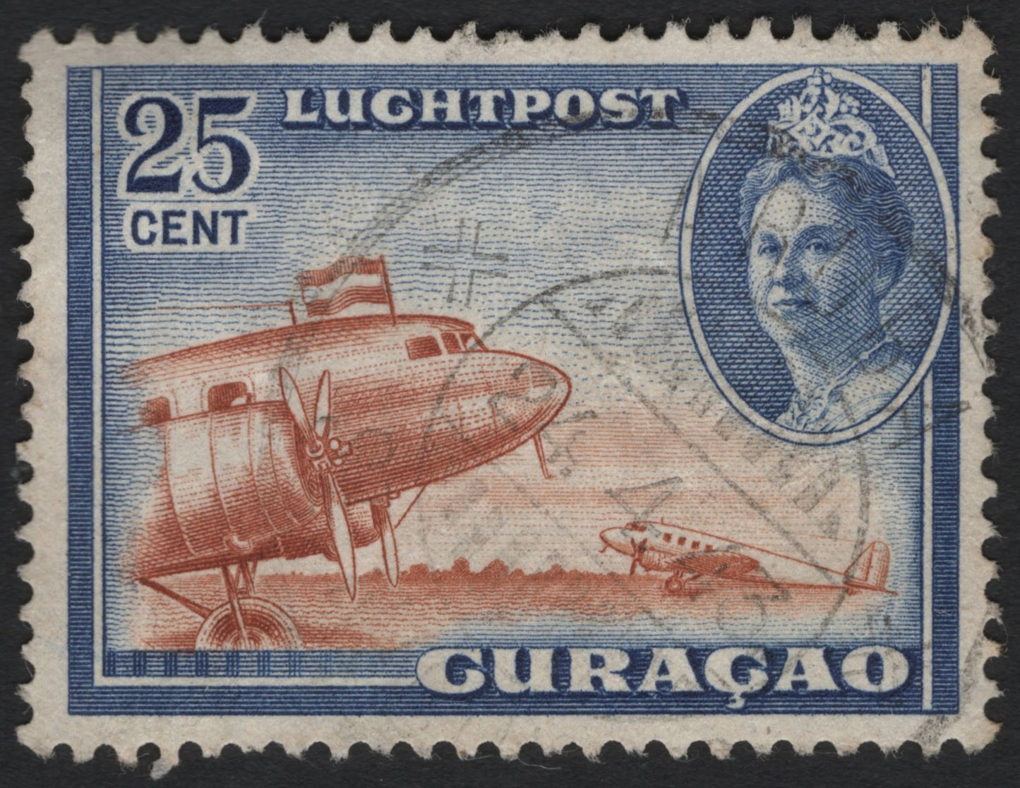 SCG8880 - Curaçao 1934 Luchtpost 25c – Douglas DC-2 Airmail with Queen Wilhelmina
