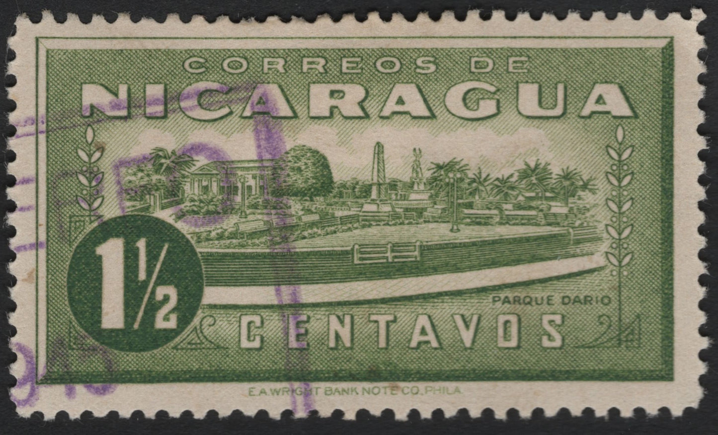 SCG8875 - Nicaragua 1½ Centavos “Parque Darío” – Early Scenic Definitive