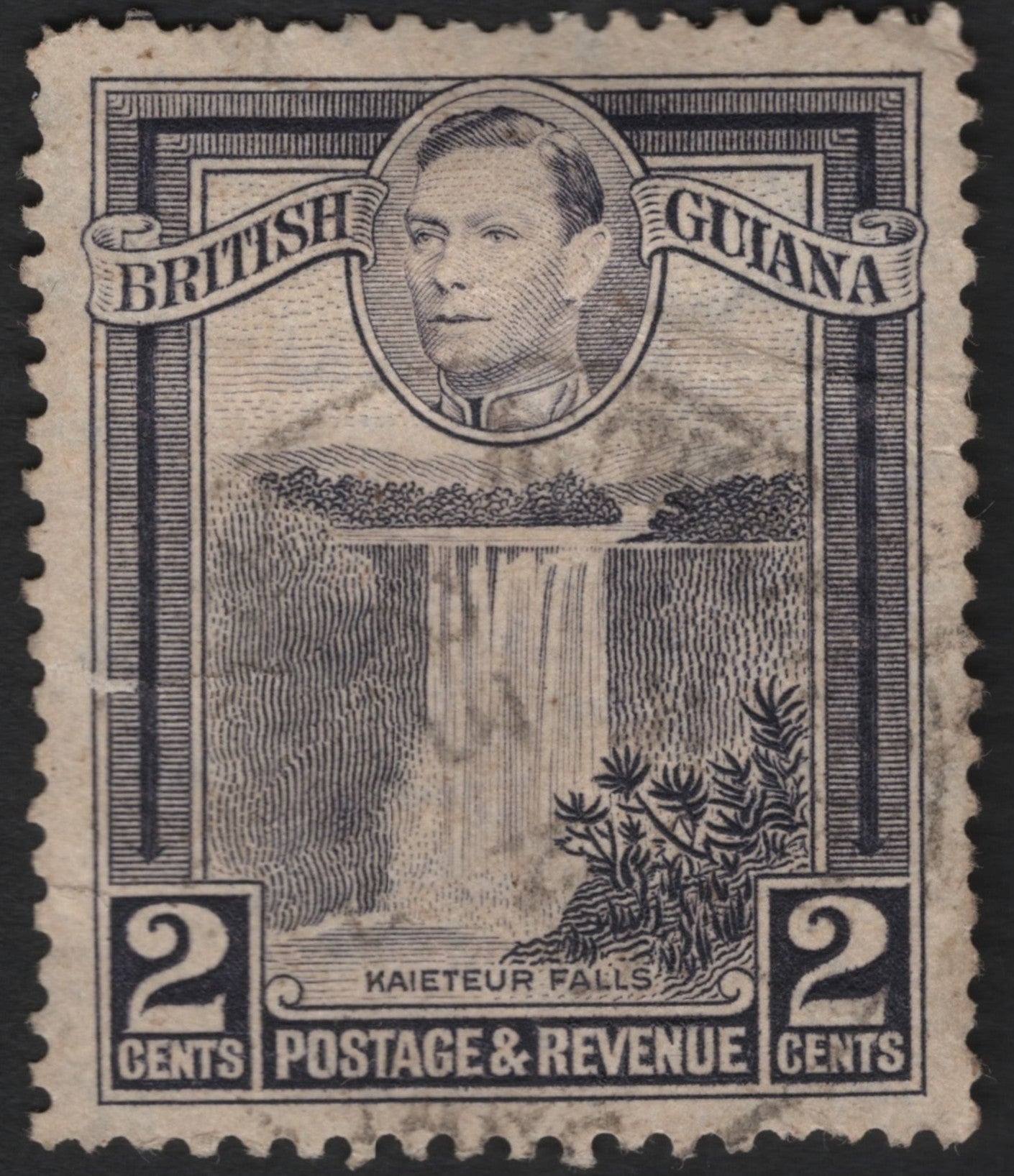 SCG9001 - British Guiana 2 Cents – Kaieteur Falls & King George VI (c. 1938–52)