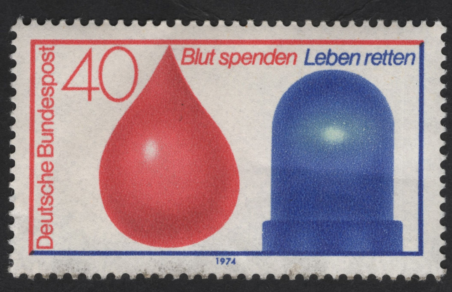 SCG13699 - Germany 1974 Blood Donation Campaign – “Blut spenden Leben retten” 40 Pfennig Stamp