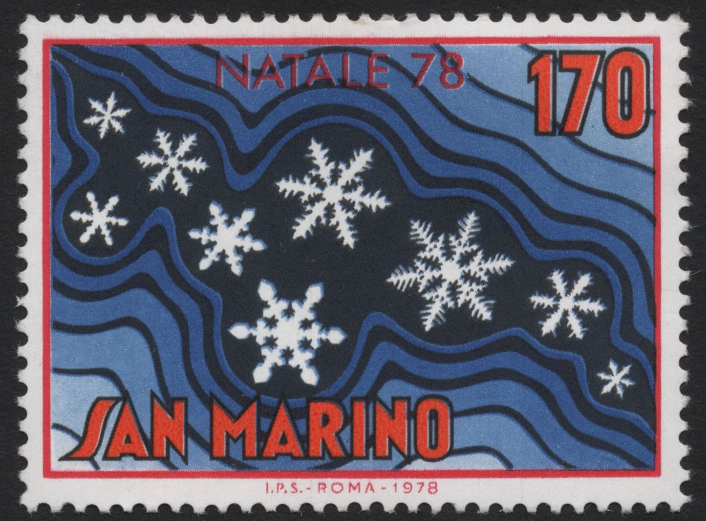 SCG7649 - San Marino – Natale 1978: Snowflakes on Blue Contours
