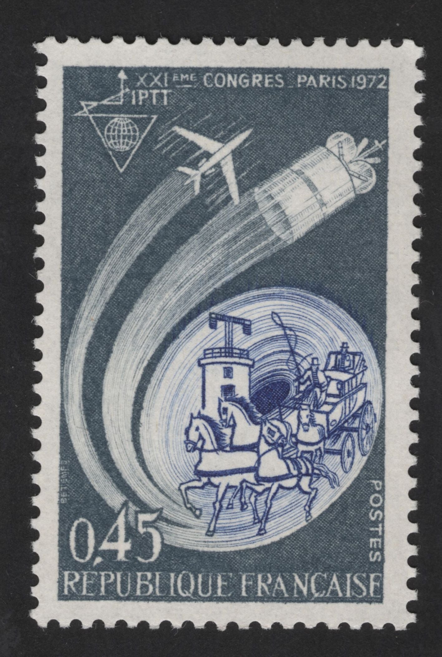 SCG13733 - France 0.45F – XXI IPTT Congress, Paris 1972 (Evolution of Communication)