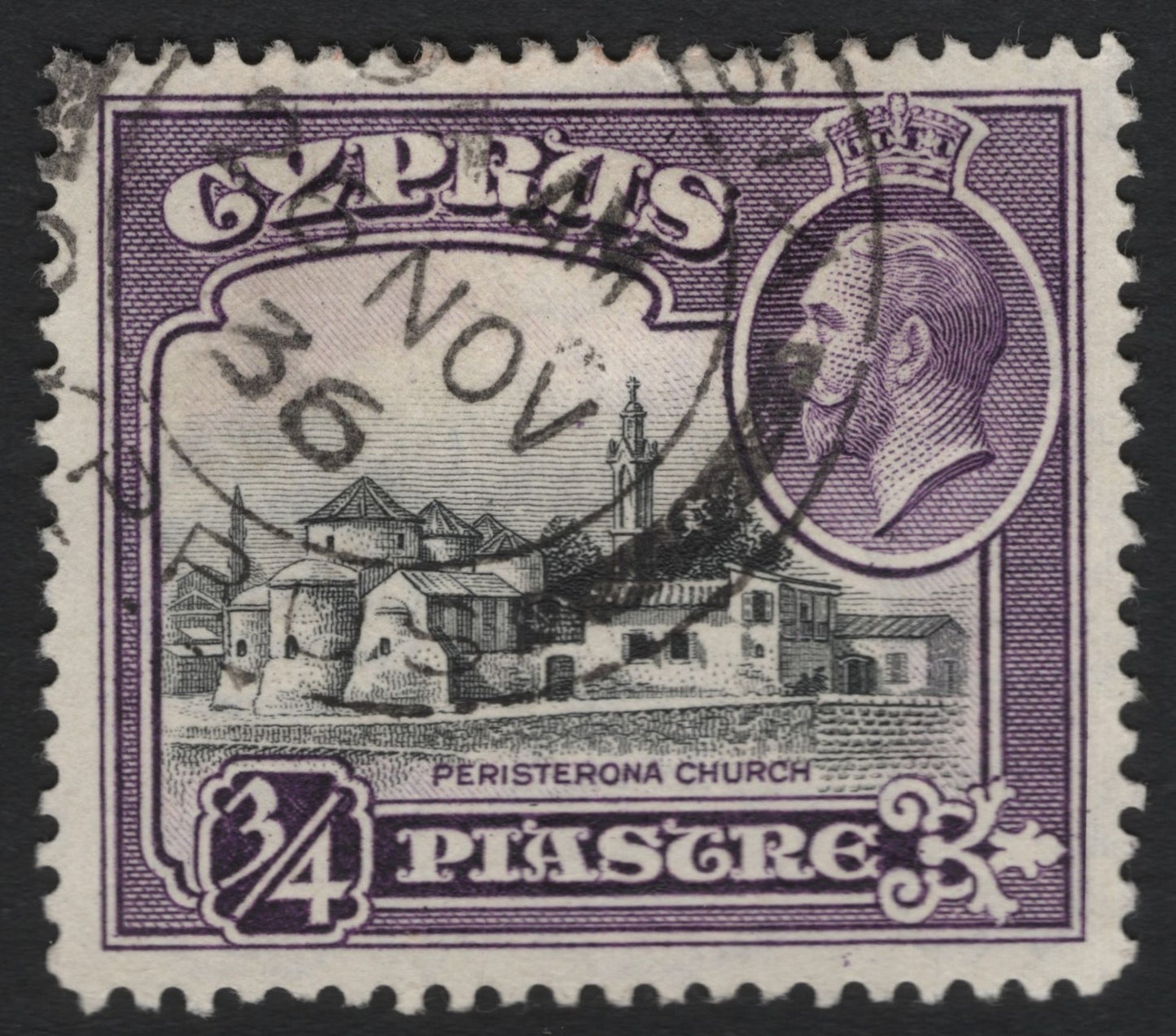 SCG9031 - Cyprus – ¾ Piastre Peristerona Church (King George V), 1934