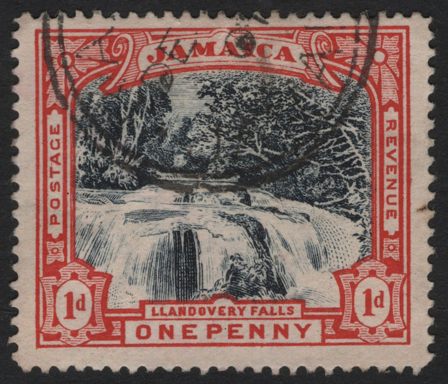 SCG9033 - Jamaica 1d Llandovery Falls – Early Pictorial Definitive