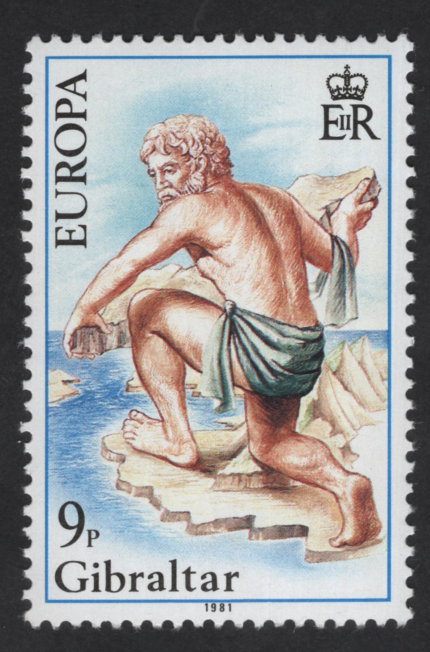 SCG13721 - Gibraltar 9p Europa Stamp – Greek Mythology Atlas, 1981
