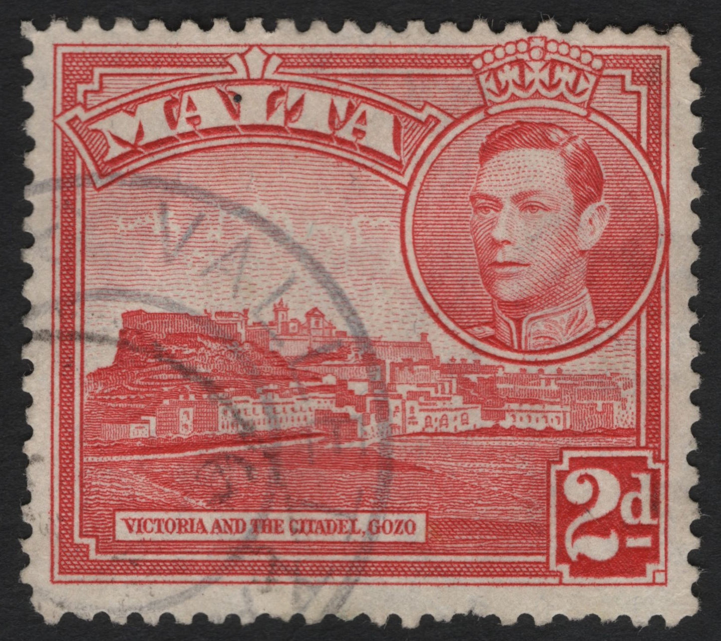 SCG9021 - Malta 2d Victoria and the Citadel, Gozo — King George VI Issue