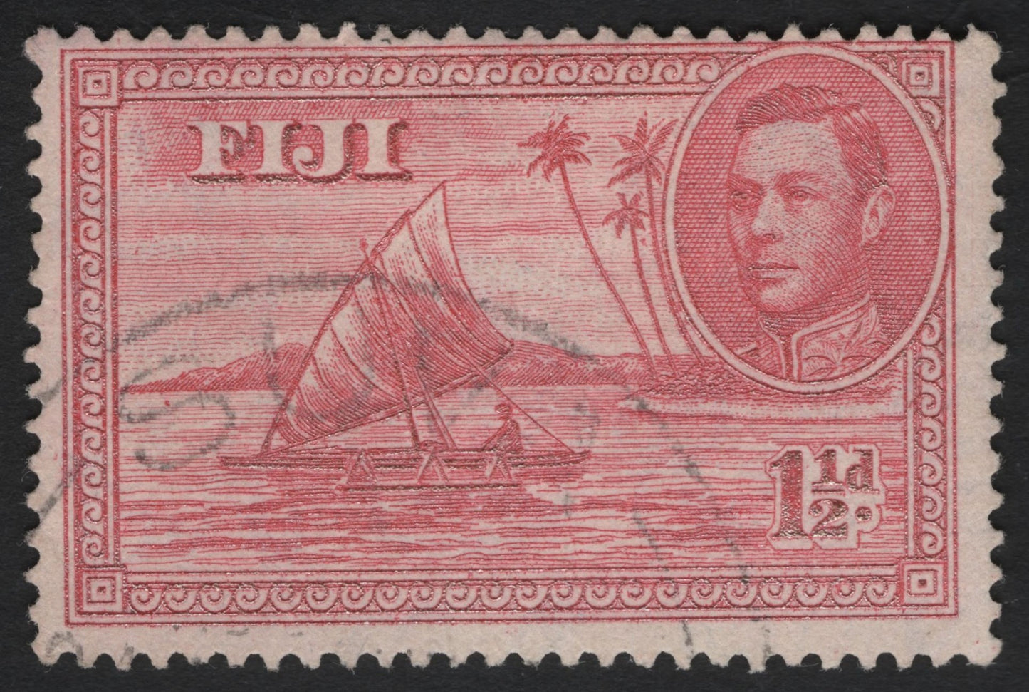 SCG9037 - Fiji 1½d King George VI with Outrigger Canoe (c.1938–55)
